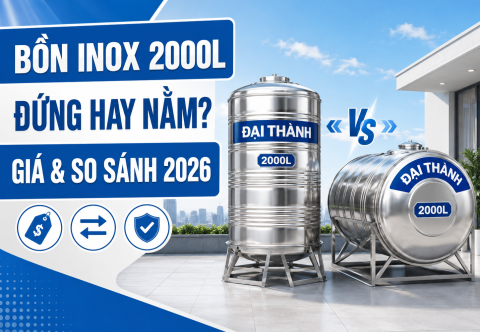 Bồn Inox 2000L Đại Thành: Giá, So Sánh Đứng Và Nằm 2026