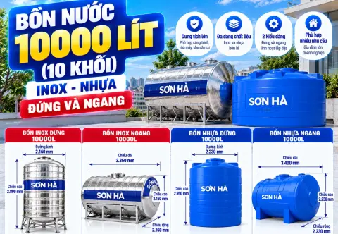 Bồn Nước 10000 Lít (10 Khối): Inox, Nhựa, Đứng & Ngang 2026