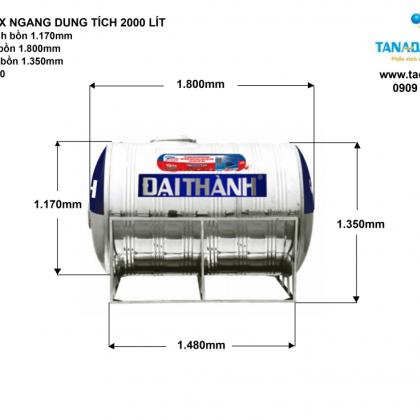 Bồn nước inox 2000 lít Đại Thành Ngang