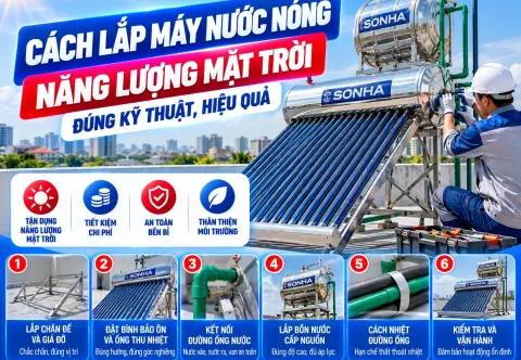Cách Lắp Máy Nước Nóng Năng Lượng Mặt Trời Đúng Kỹ Thuật, Hiệu Quả