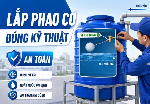 Cách lắp phao cơ cho bồn nước nhựa đúng kỹ thuật, an toàn