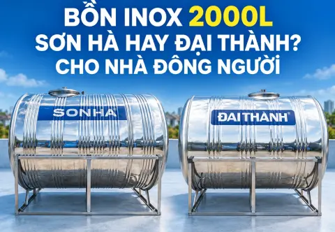 Chọn Bồn inox 2000L Sơn Hà hay Đại Thành cho nhà đông người?