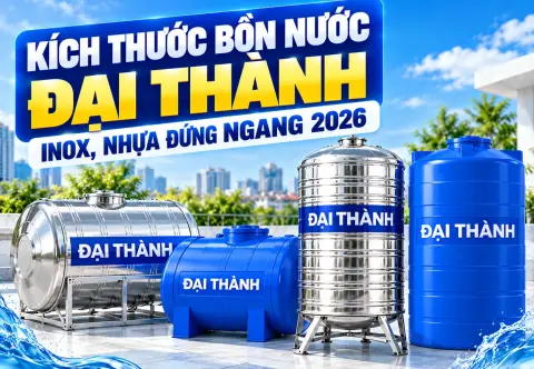 Kích Thước Bồn Nước Đại Thành Inox, Nhựa Đứng Ngang 2026