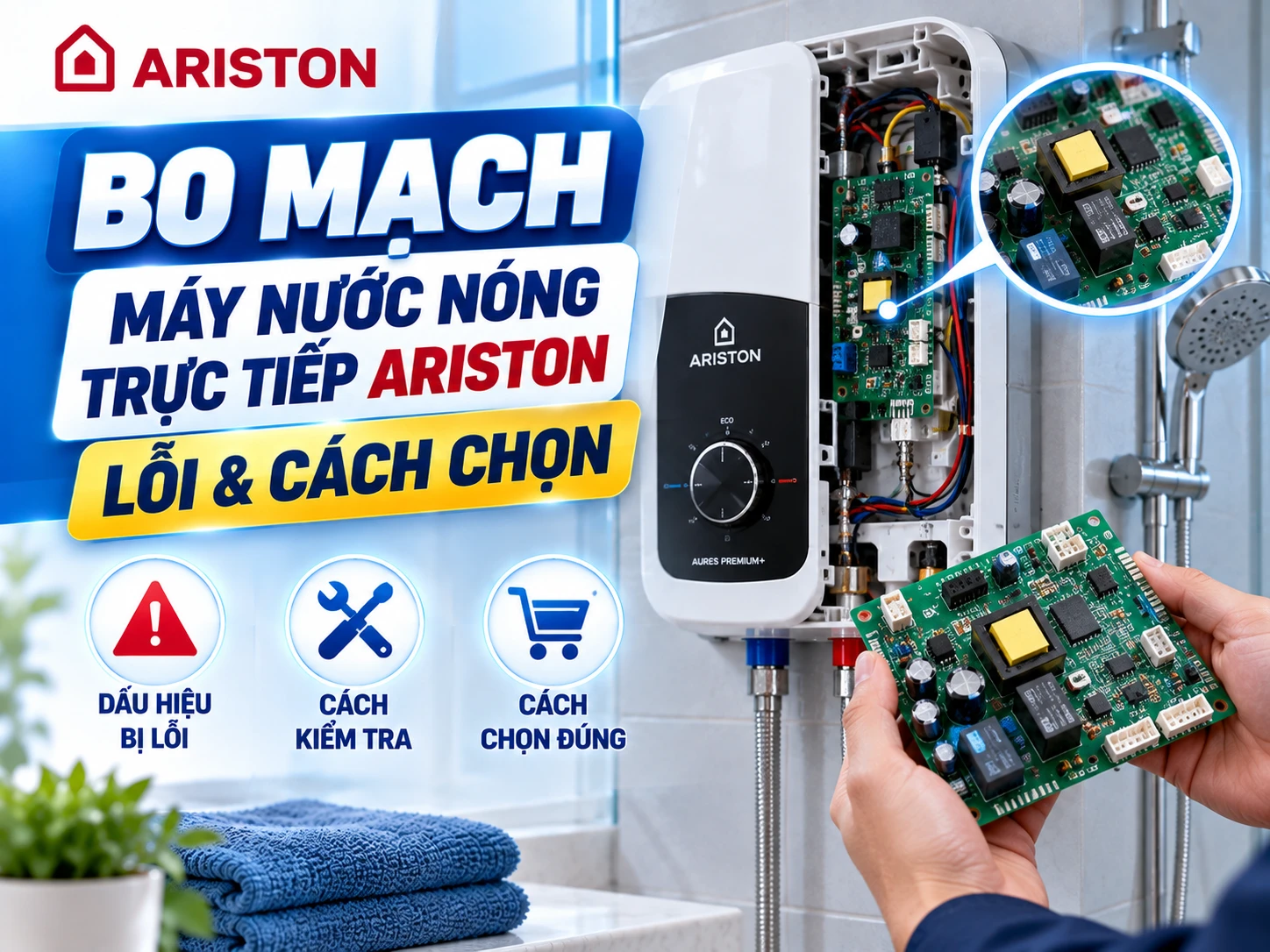 bo mạch máy nước nóng trực tiếp Ariston PCB