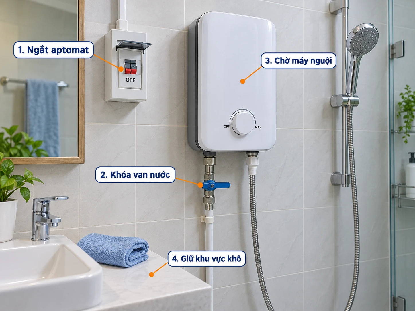checklist an toàn trước khi vệ sinh bình nóng lạnh trực tiếp