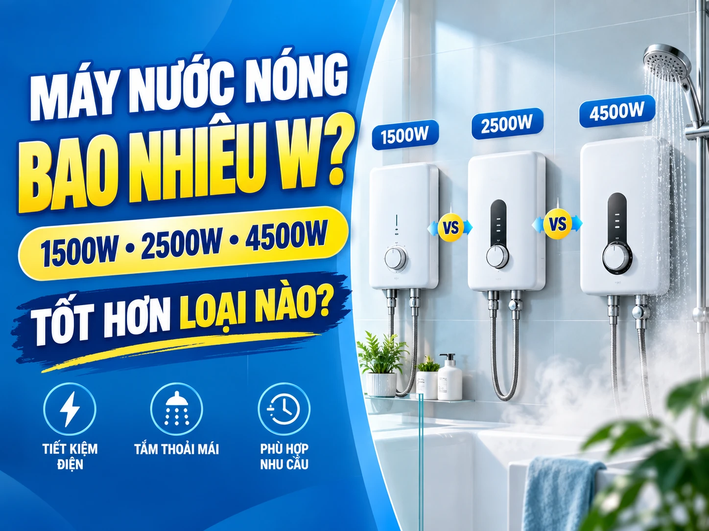 máy nước nóng bao nhiêu W và cách chọn công suất phù hợp