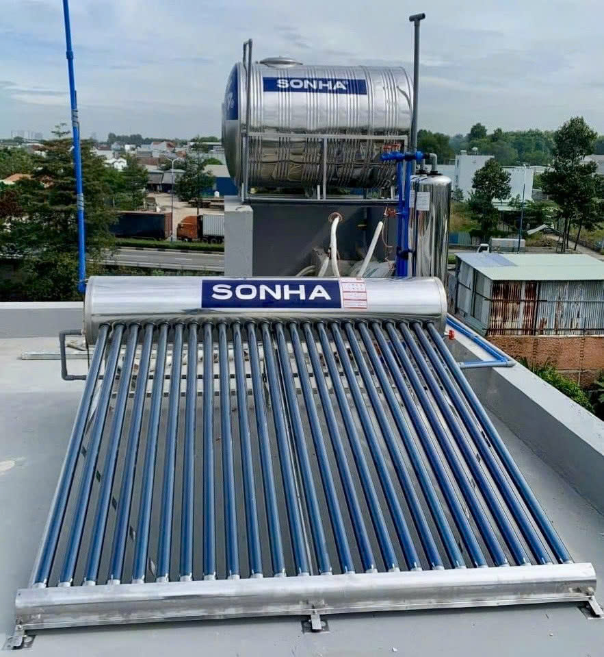 Sơ đồ lắp máy năng lượng mặt trời 200L với bồn nước lạnh