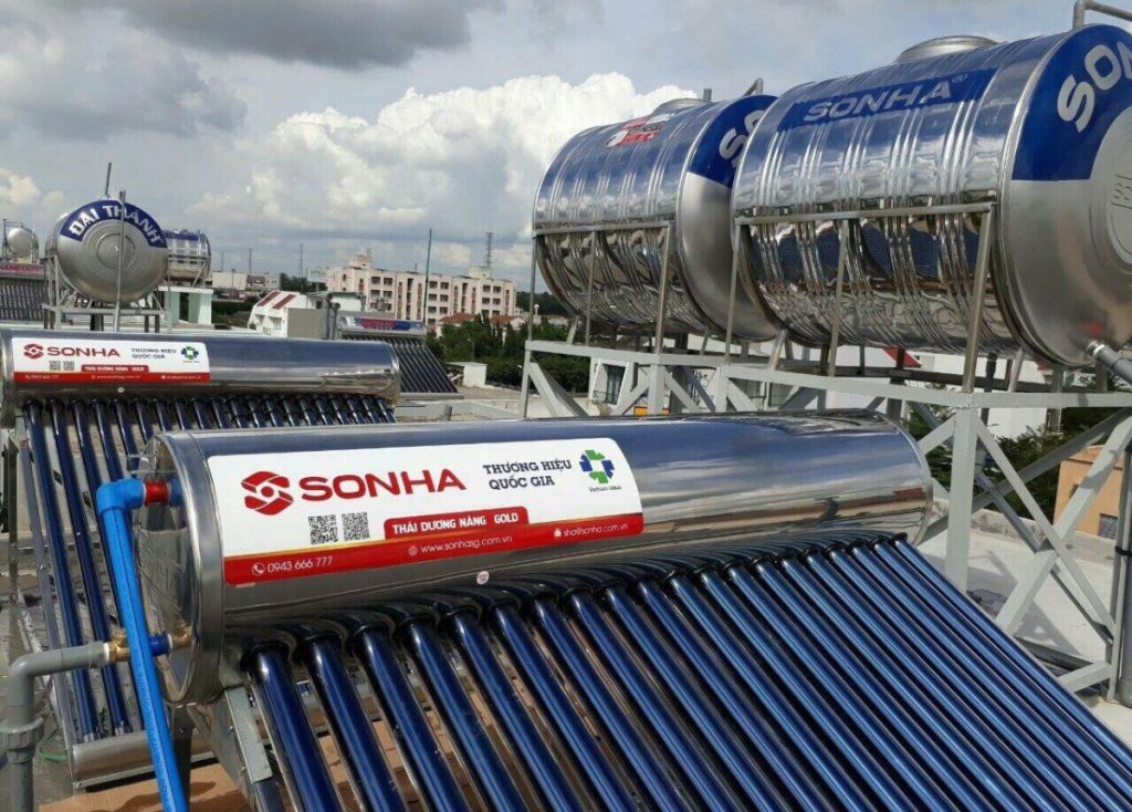 Sơ đồ lắp máy năng lượng mặt trời 300L với bồn nước