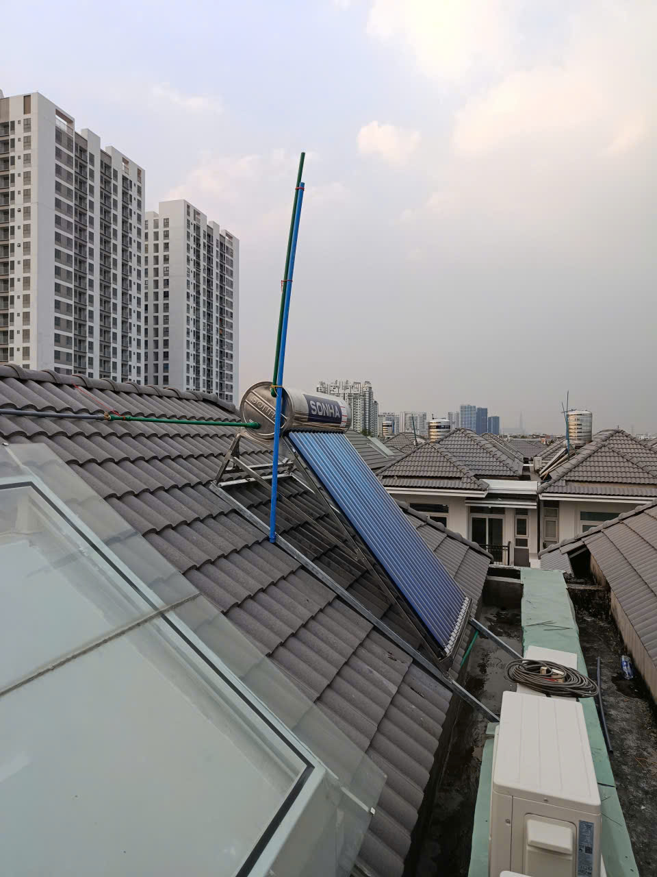 Sơ đồ lắp máy năng lượng mặt trời 160L với bồn nước lạnh