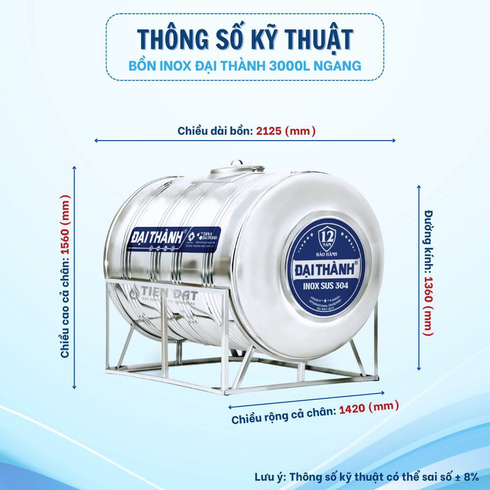 Bồn inox Tân Á Đại Thành 3000L lắp đặt cho biệt thự cao cấp