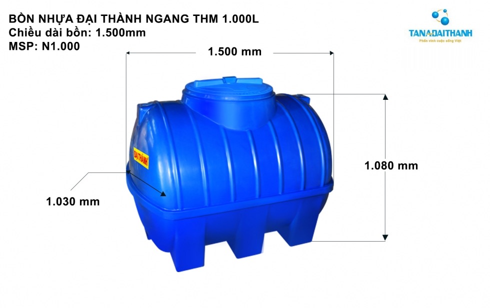 so sánh kích thước bồn nước nhựa 1000l đứng và nằm