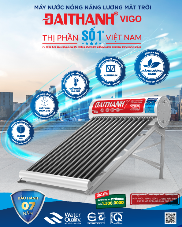 So sánh máy nước nóng năng lượng mặt trời Đại Thành 300L với các dung tích khác