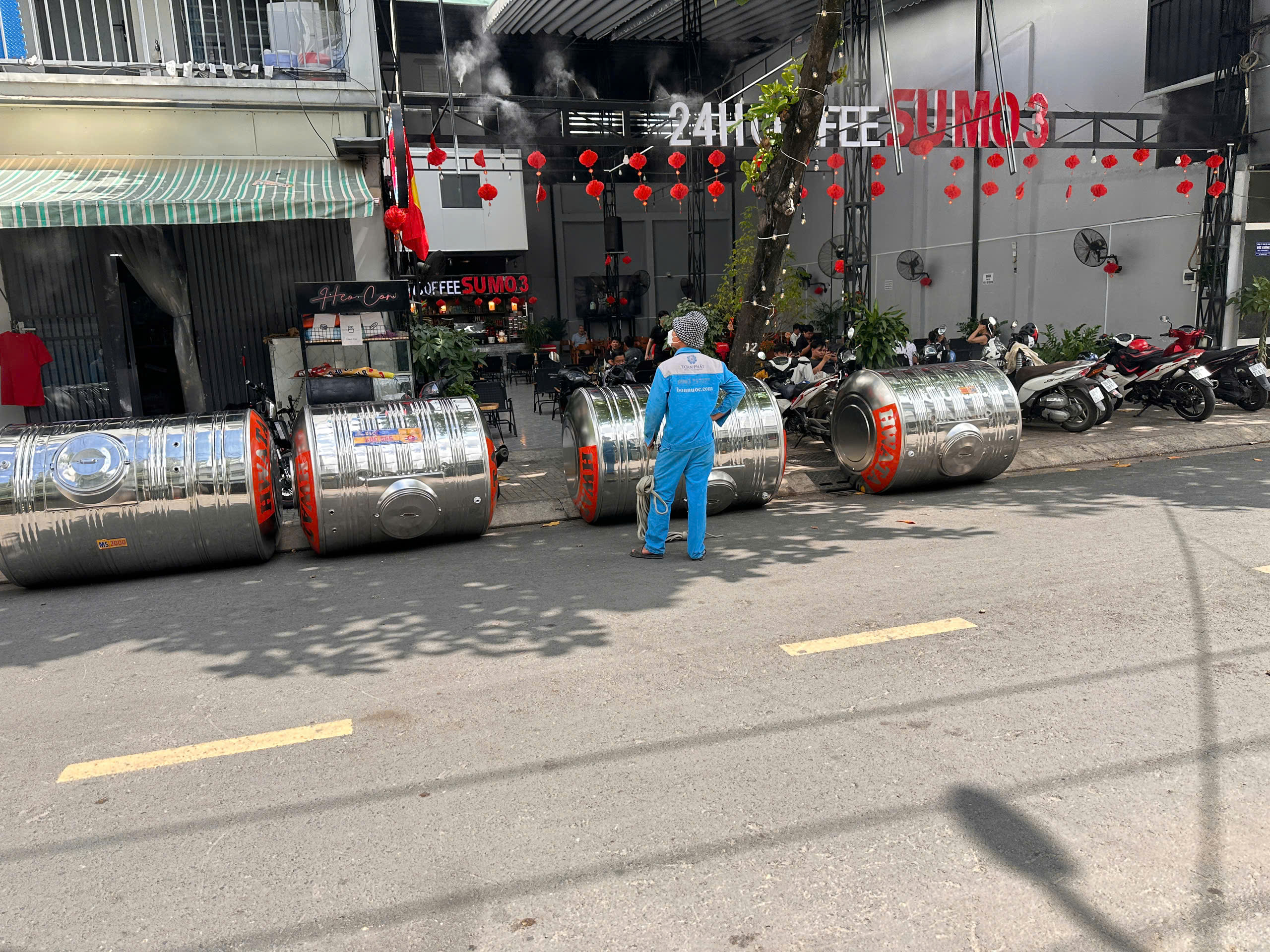 Kho bồn nước inox công nghiệp 15000L ngang chính hãng