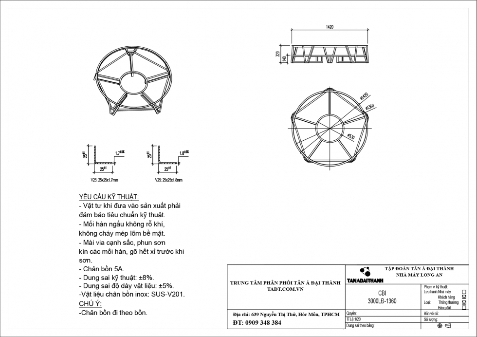chân bồn nước inox 3000l đứng