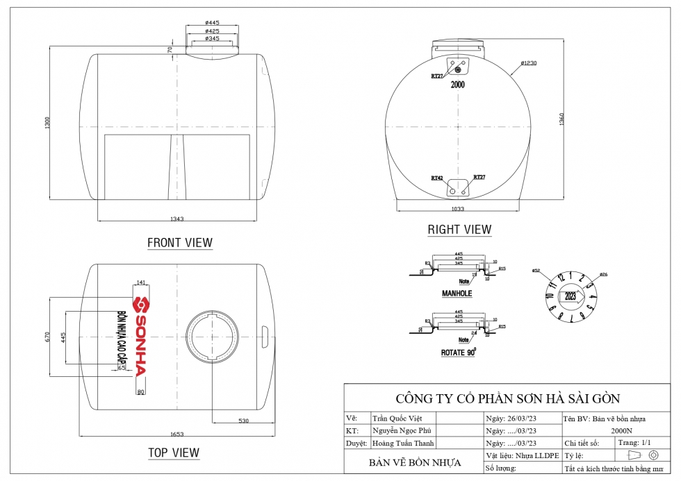 ban ve bon nuoc nhua son ha 2000l ngang