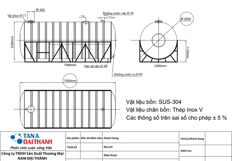 Cấu tạo bồn nước inox Đại Thành