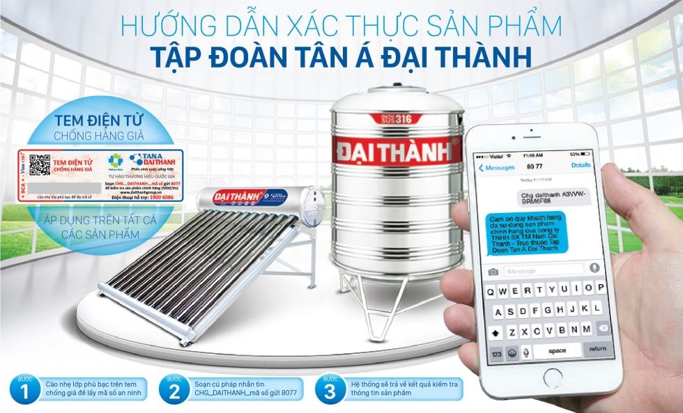 hướng dẫn xác thực, kiểm tra sản phầm Tân Á Đại Thành